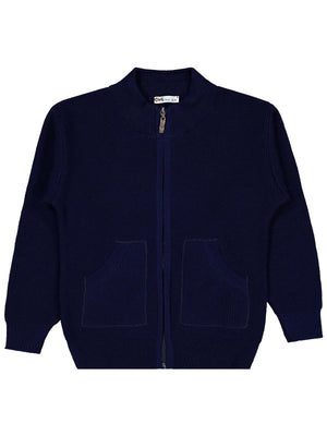 Civil Boys Fermuarlı Cepli 6-9 Yaş Hırka - Lacivert