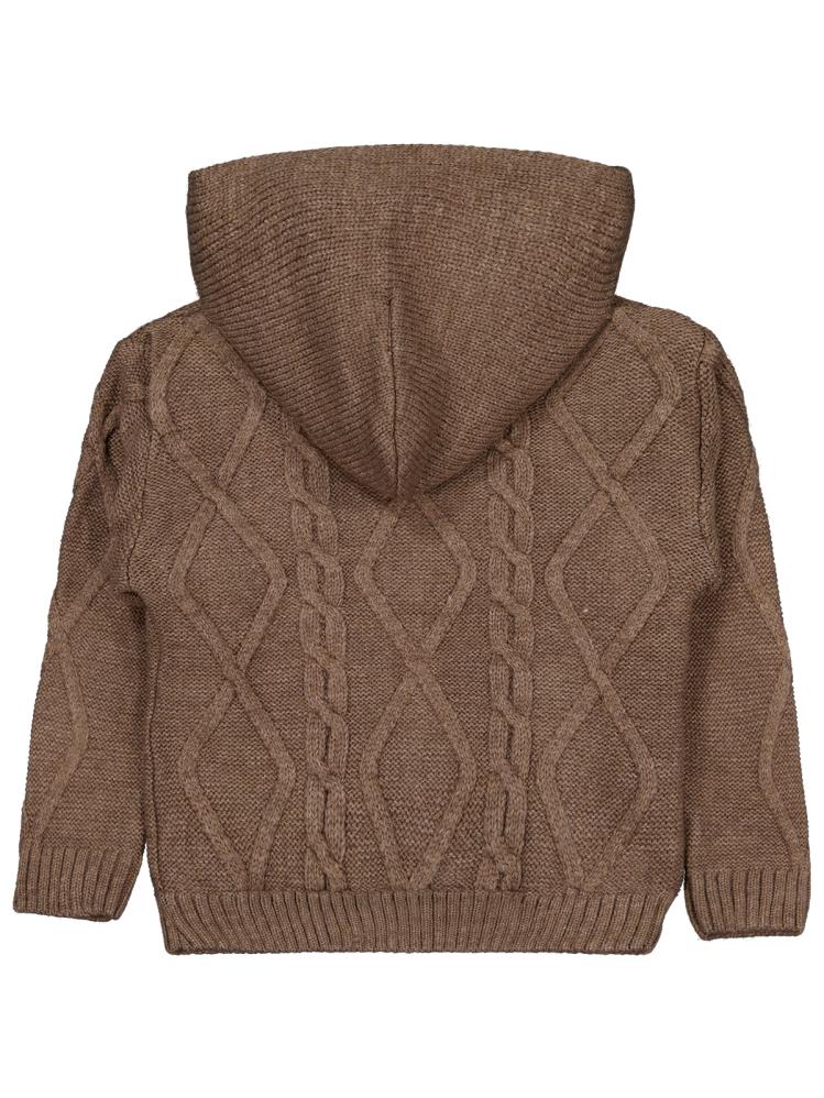 Civil Boys Saç Örgülü İçi Polarlı Kapşonlu 2-5 Yaş Hırka - Bej