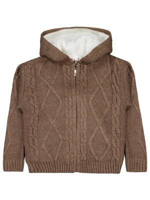 Civil Boys Saç Örgülü İçi Polarlı Kapşonlu 2-5 Yaş Hırka - Gri