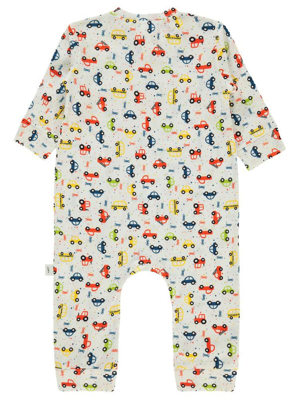 Civil Baby Araba Baskılı 3-18 Ay Tulum - Ekru