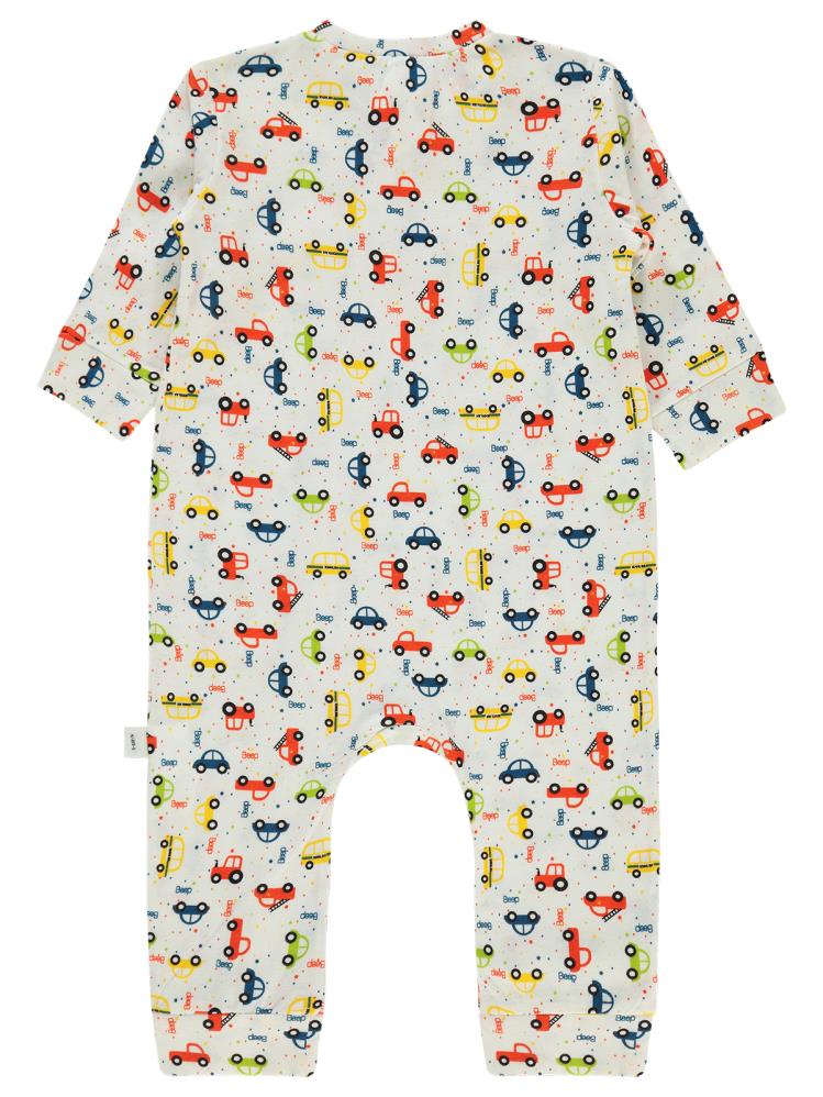 Civil Baby Araba Baskılı 3-18 Ay Tulum - Ekru