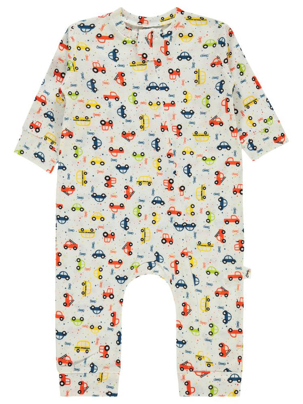 Civil Baby Araba Baskılı 3-18 Ay Tulum - Ekru