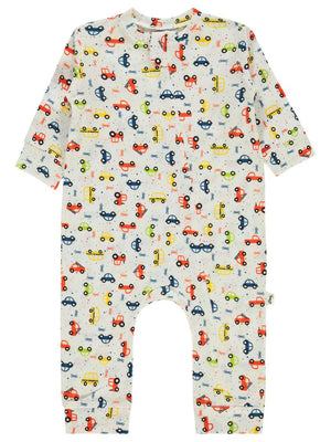 Civil Baby Araba Baskılı 3-18 Ay Tulum - Ekru