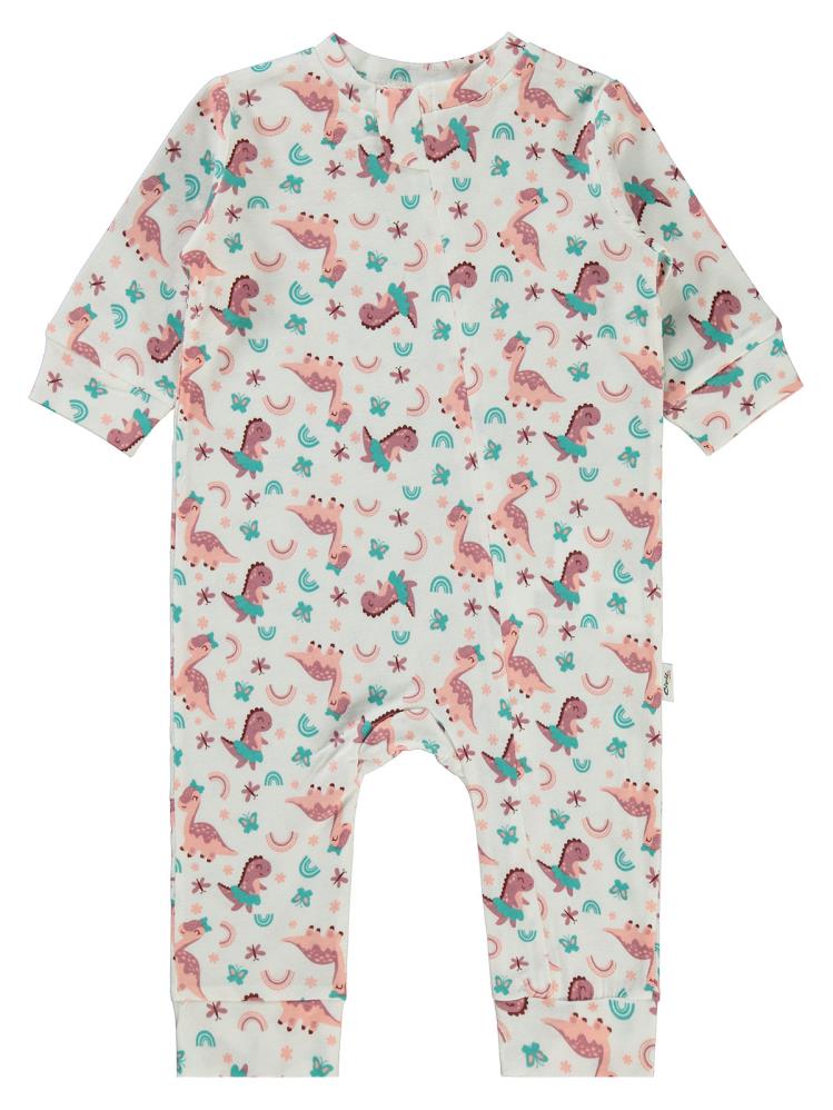 Civil Baby Dinazor Baskılı 3-18 Ay Tulum - Ekru