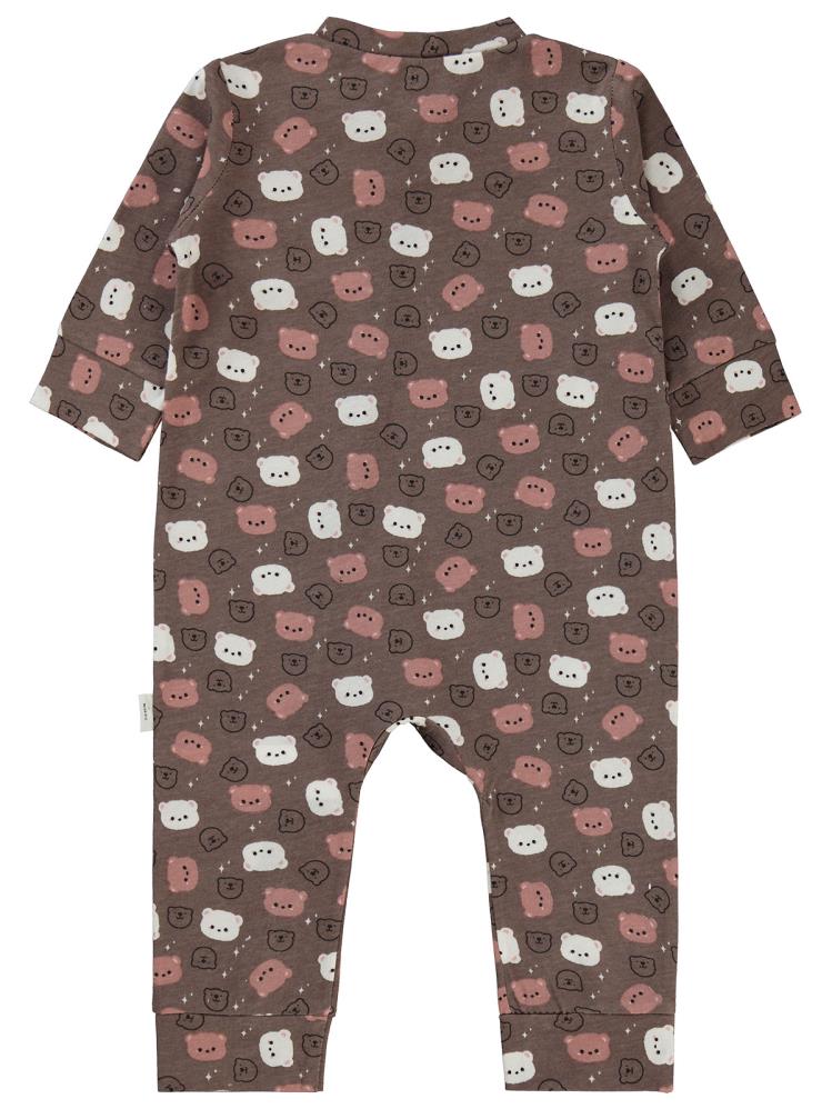 Civil Baby Ayı Kafası Baskılı 3-18 Ay Tulum - Kahverengi