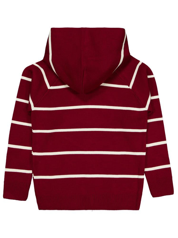 Civil Boys Çizgili Desenli 10-13 Yaş Hırka - Bordo