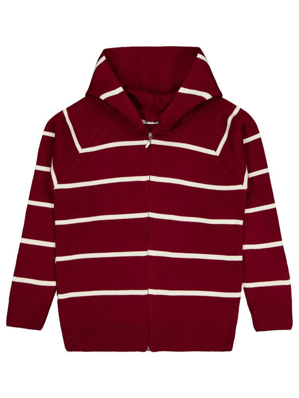 Civil Boys Çizgili Desenli 10-13 Yaş Hırka - Bordo