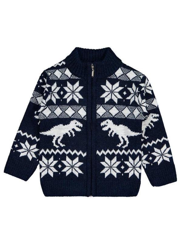 Civil Boys Dinozor Desenli 2-5 Yaş Hırka - Lacivert