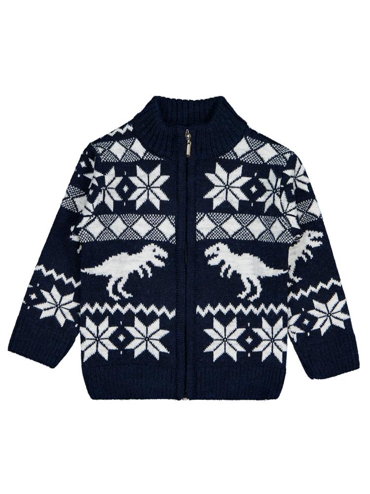 Civil Boys Dinozor Desenli 2-5 Yaş Hırka - Lacivert