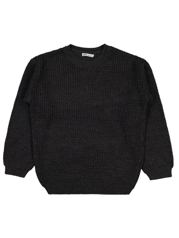 Civil Boys Waffle Örgülü 10-13 Yaş Kazak - Gri