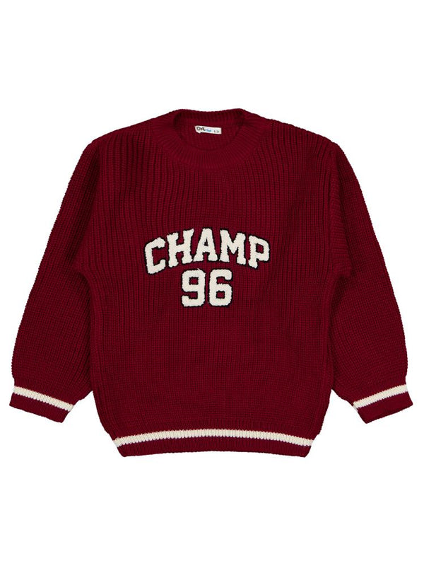 Civil Boys Champ Nakışlı 6-9 Yaş Kazak - Bordo