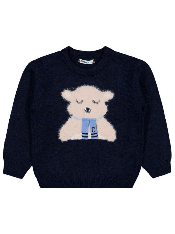 Civil Boys Ayıcık Nakışlı 2-5 Yaş Kazak - Lacivert