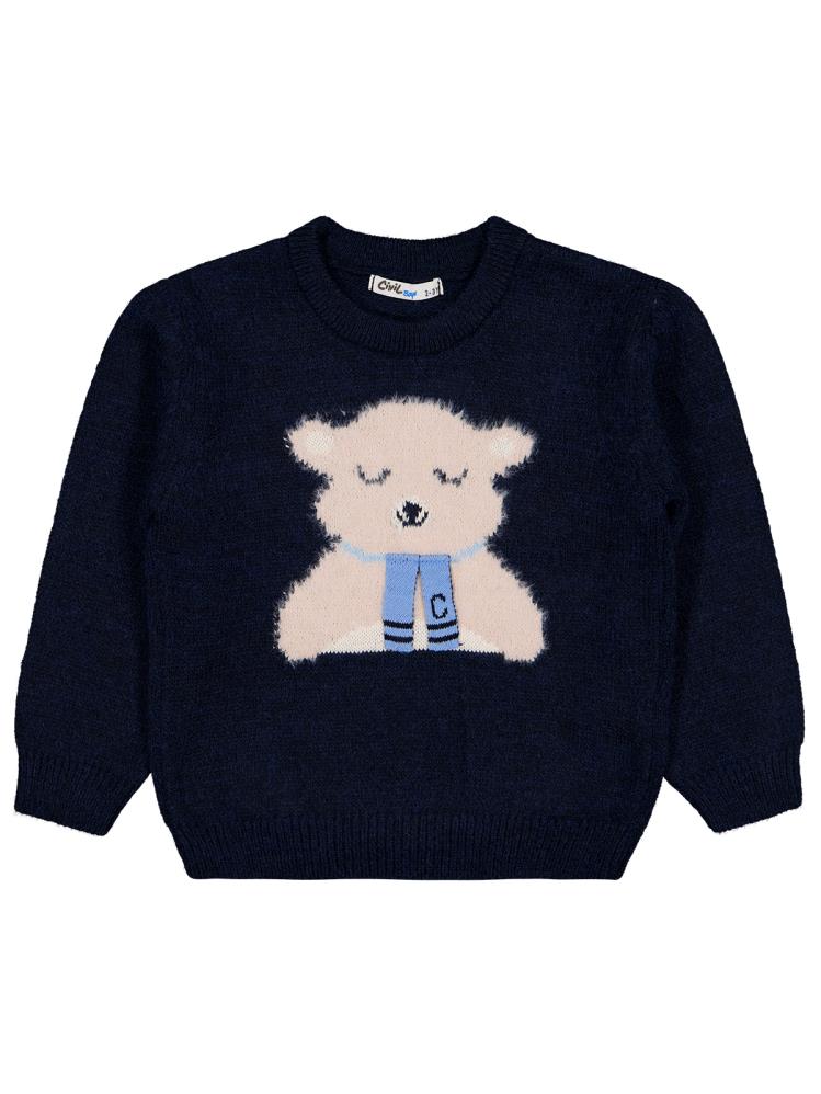 Civil Boys Ayıcık Nakışlı 2-5 Yaş Kazak - Lacivert