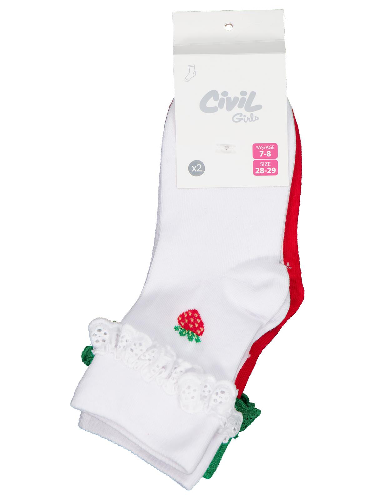 Civil Girls Çilek Dantel Aksesuar 3-11 Yaş Kız Soket Çorap