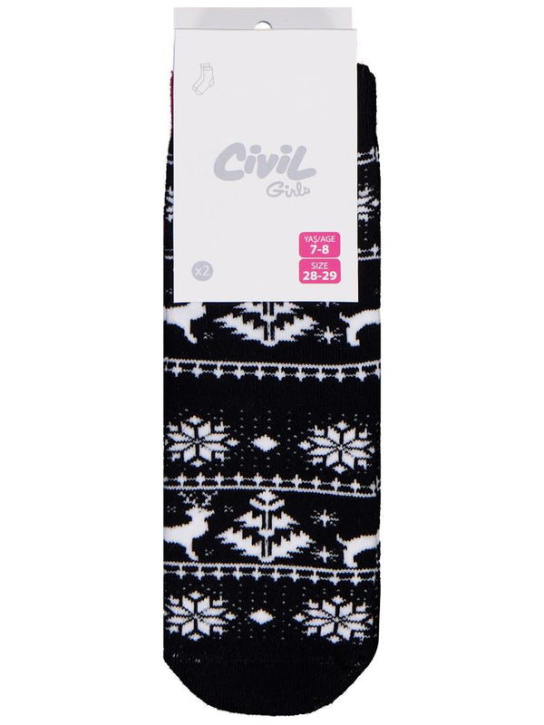 Civil Girls Snow Deer Havlu  2'li 3-11 Yaş Kız Soket Çorap