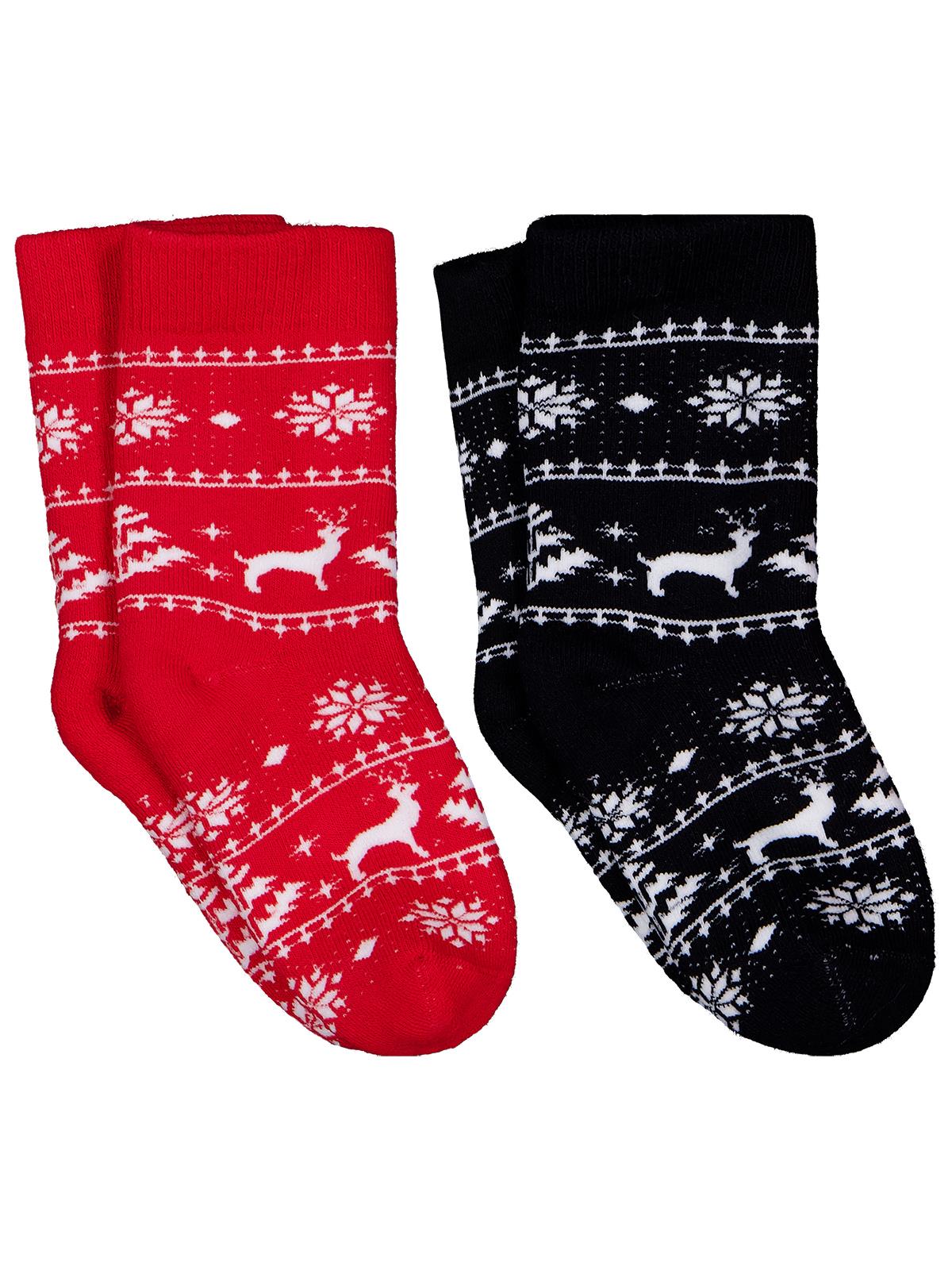 Civil Kız Çocuk Snow Deer Havlu 2'li Kız Soket Çorap | Okul Kreş ve Günlük Kullanım