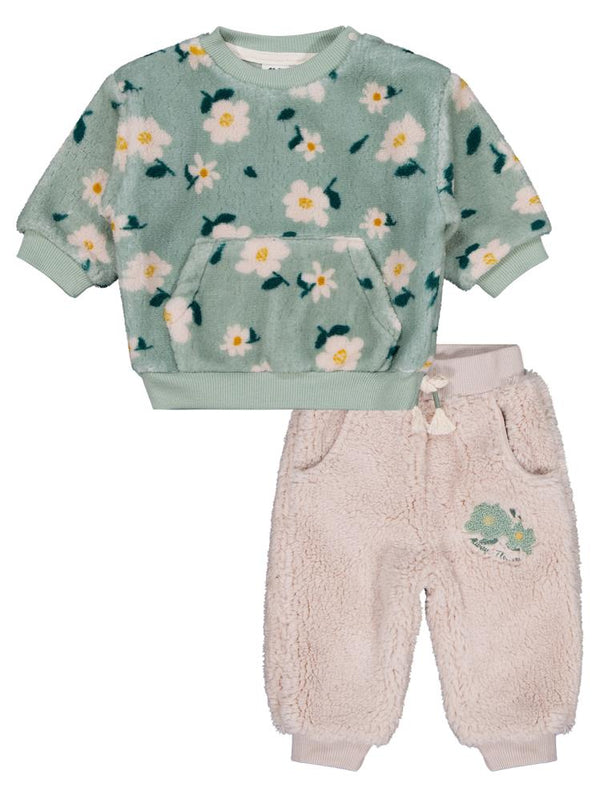 Civil Baby Çiçek Baskılı ve Nakışlı 6-18 Ay Takım - Yeşil