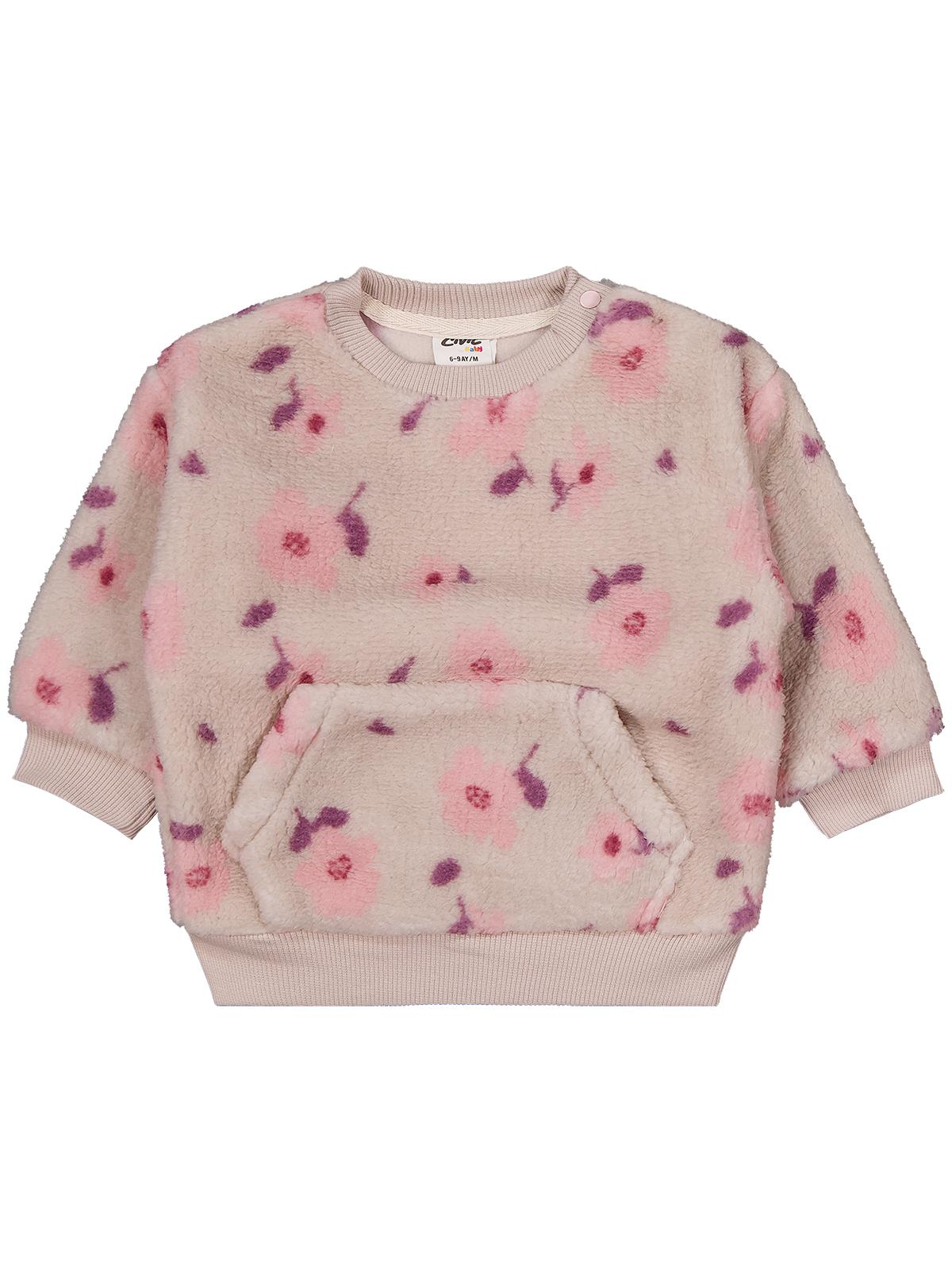 Civil Baby Çiçek Baskılı ve Nakışlı 6-18 Ay Takım - Bej