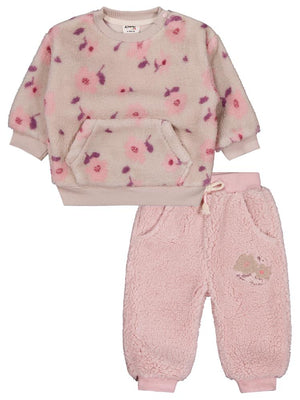 Civil Baby Çiçek Baskılı ve Nakışlı 6-18 Ay Takım - Bej