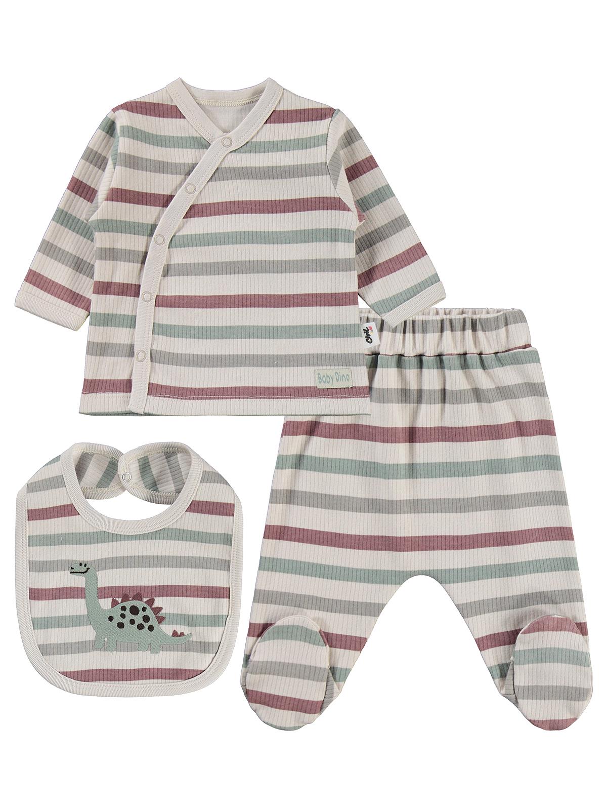 Civil Baby Çizgi Empirme Zıbın Takımları - Bej