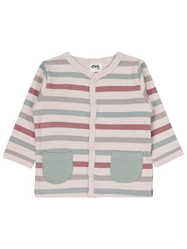 Civil Baby Çizgi Empirme 1-9 Ay Pijama Takımı - Bej