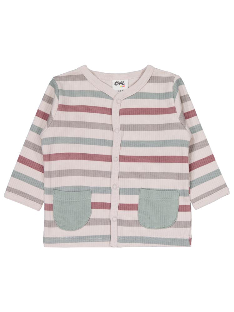 Civil Baby Çizgi Empirme 1-9 Ay Pijama Takımı - Bej