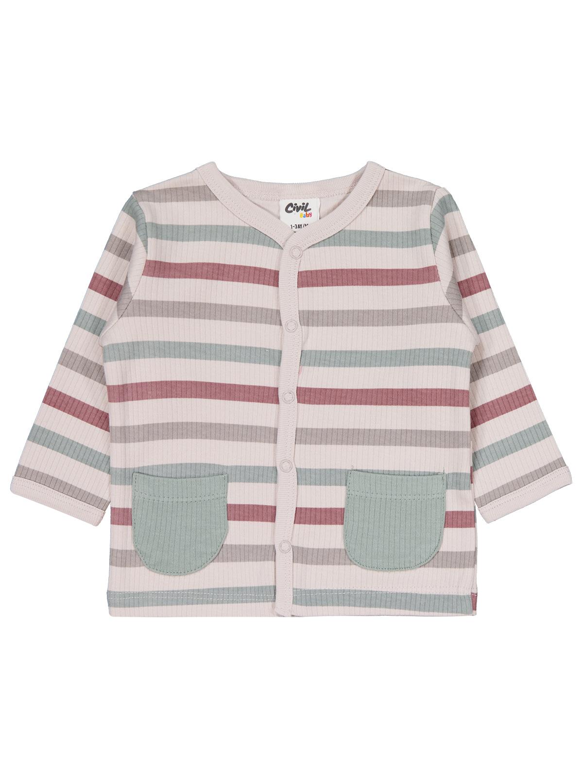 Civil Baby Çizgi Empirme 1-9 Ay Pijama Takımı - Bej