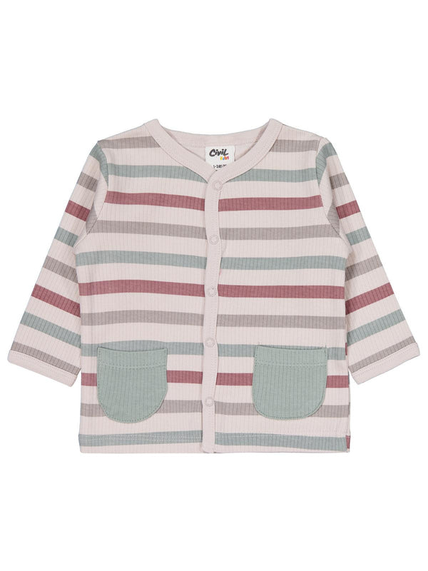 Civil Baby Çizgi Empirme 1-9 Ay Pijama Takımı - Bej