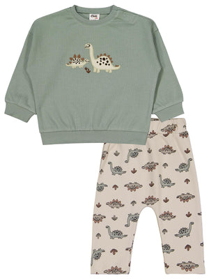 Civil Baby Adventurous Dino Empirme 6-18 Ay Takım - Bej