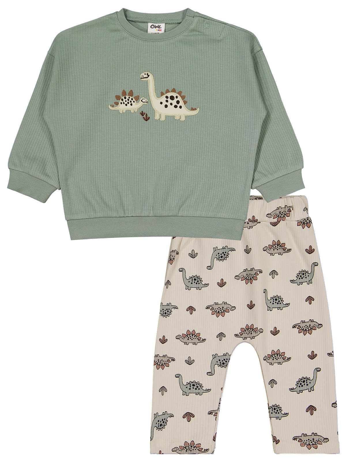 Civil Baby Adventurous Dino Empirme 6-18 Ay Takım - Bej