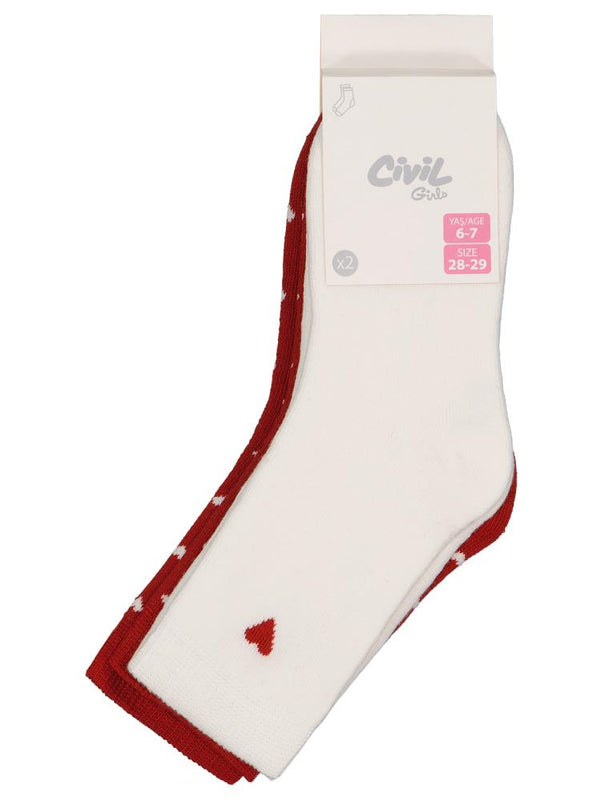 Civil Girls Kalp Havlu  2'li 2-12 Yaş Kız Soket Çorap