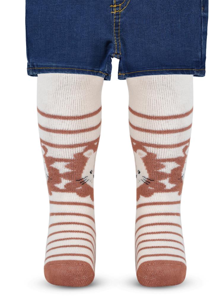 Civil Baby Lion Havlu 0-24 Ay Bebek Erkek  Külotlu Çorap - Ekru