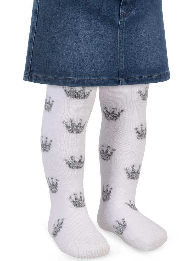 Civil Baby Simli Taç Havlu 6-18 Ay Bebek Kız Külotlu Çorap - Beyaz