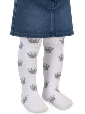 Civil Baby Simli Taç Havlu 6-18 Ay Bebek Kız Külotlu Çorap - Beyaz