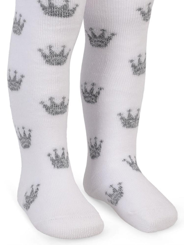 Civil Baby Simli Taç Havlu 6-18 Ay Bebek Kız Külotlu Çorap - Beyaz