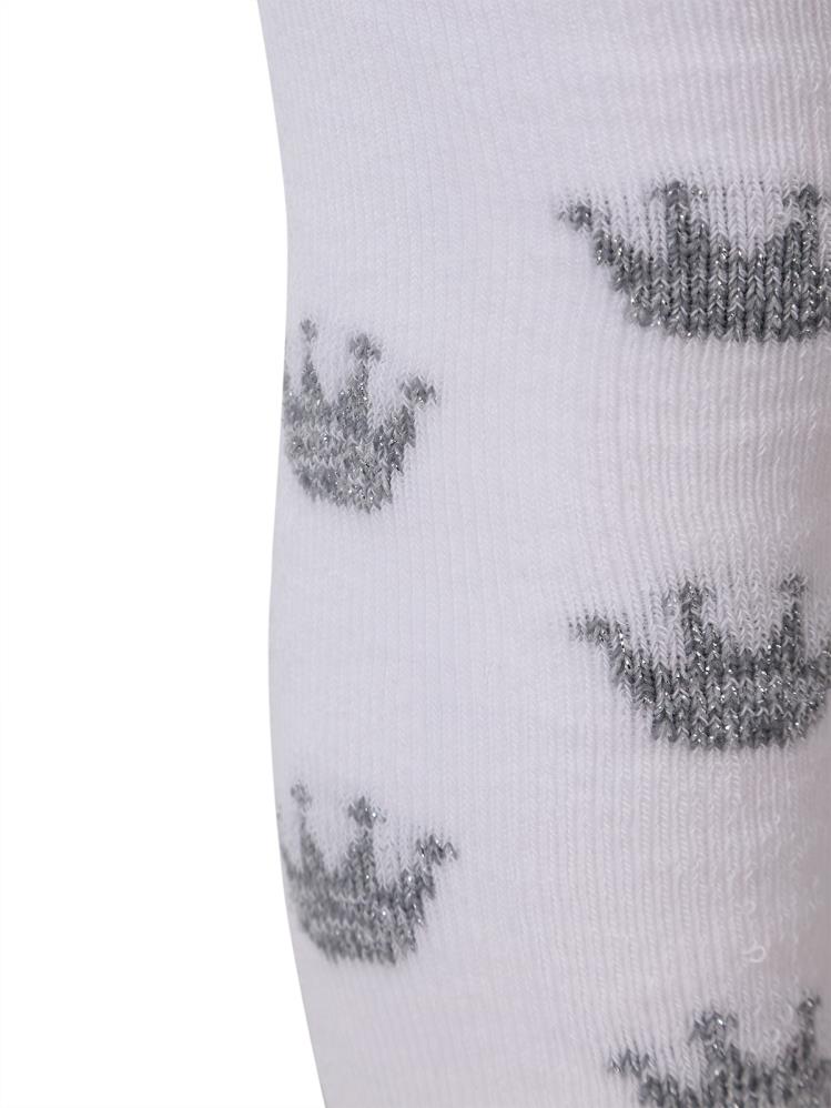 Civil Baby Simli Taç Havlu 6-18 Ay Bebek Kız Külotlu Çorap - Beyaz