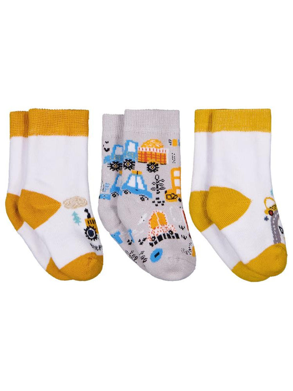 Civil Baby İş Makinesi Havlu 6-18 Ay 3'lü Bebek Erk Çorap Set