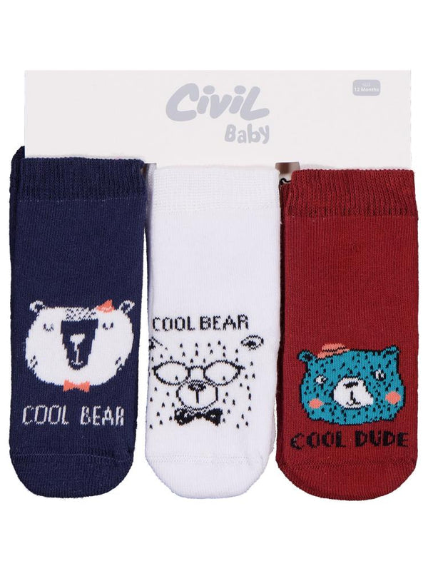 Civil Baby Animal Havlu 6-18 Ay 3'lü Bebek Erk Çorap Set