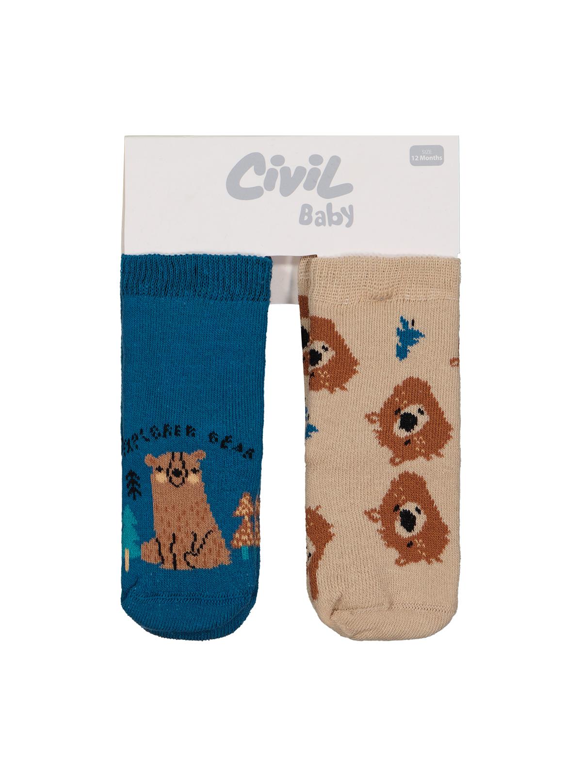 Civil Baby Bear Havlu 6-18 Ay 2'li Bebek Erk Çorap Set