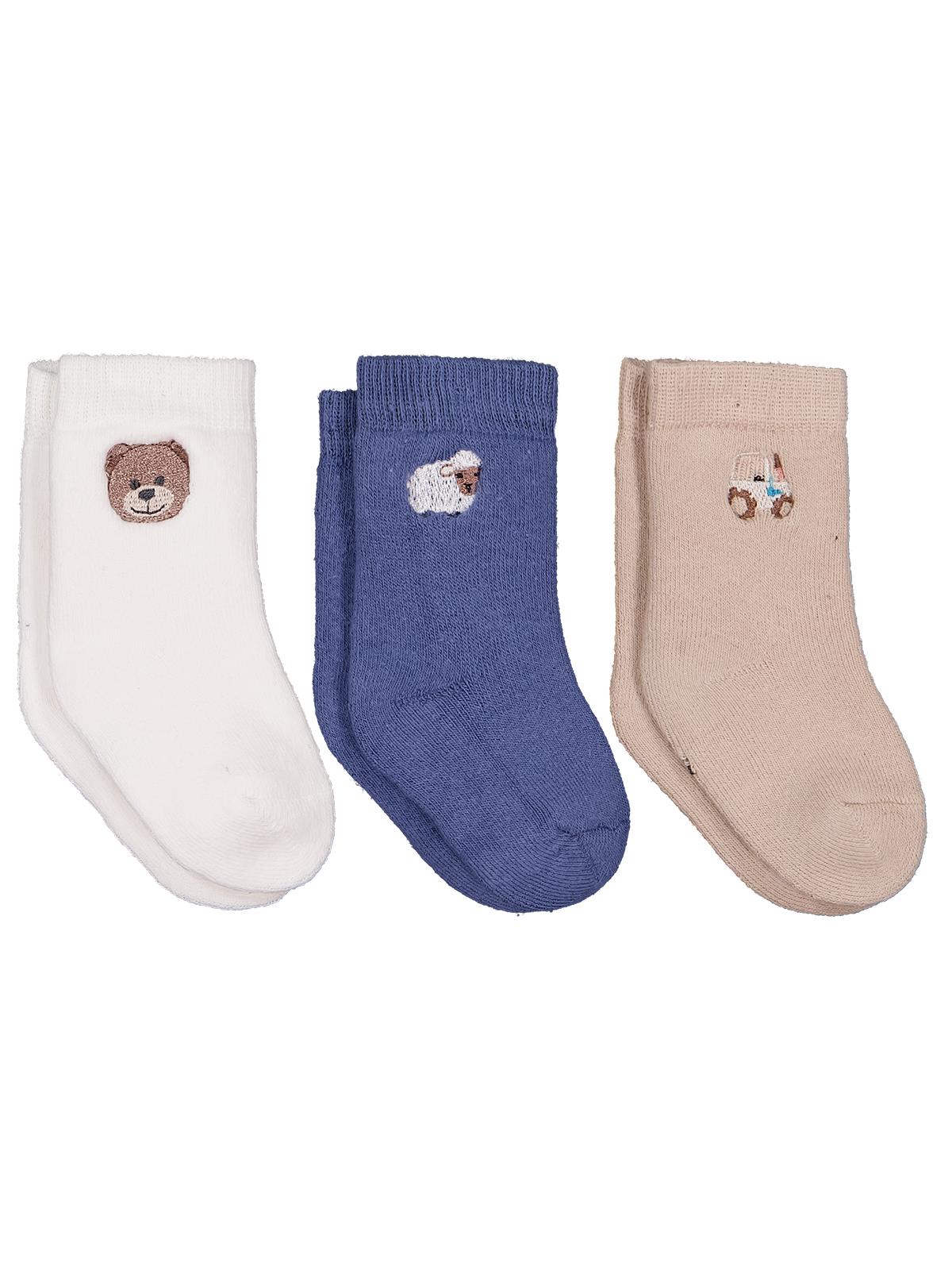 Civil Baby Nakışlı Kıvrık Havlu 6-18 Ay 3'lü Bebek Erkek Çorap Set