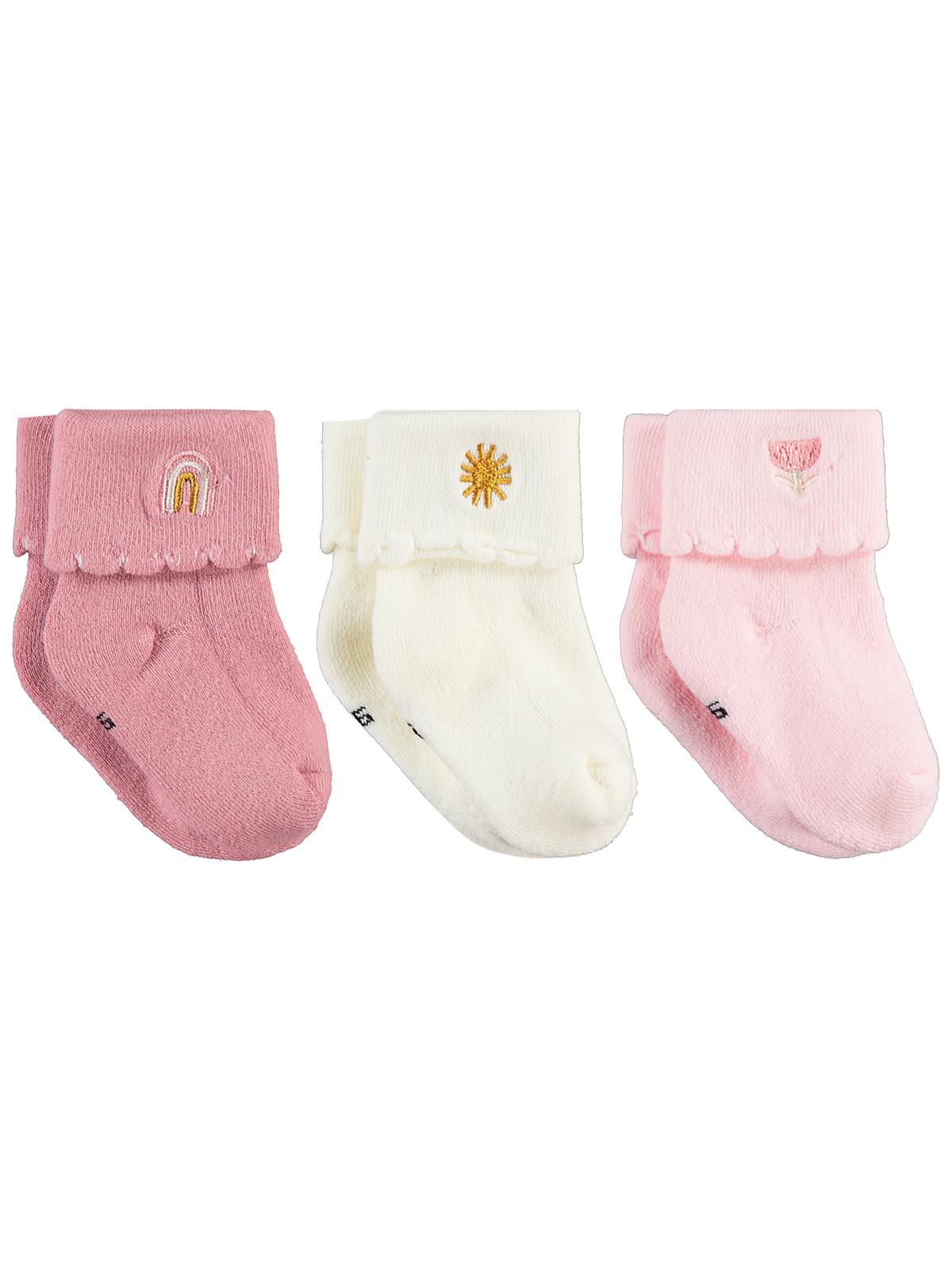 Civil Baby Nakışlı Kıvrık Havlu 6-18 Ay 3'lü Bebek Kız Çorap Set