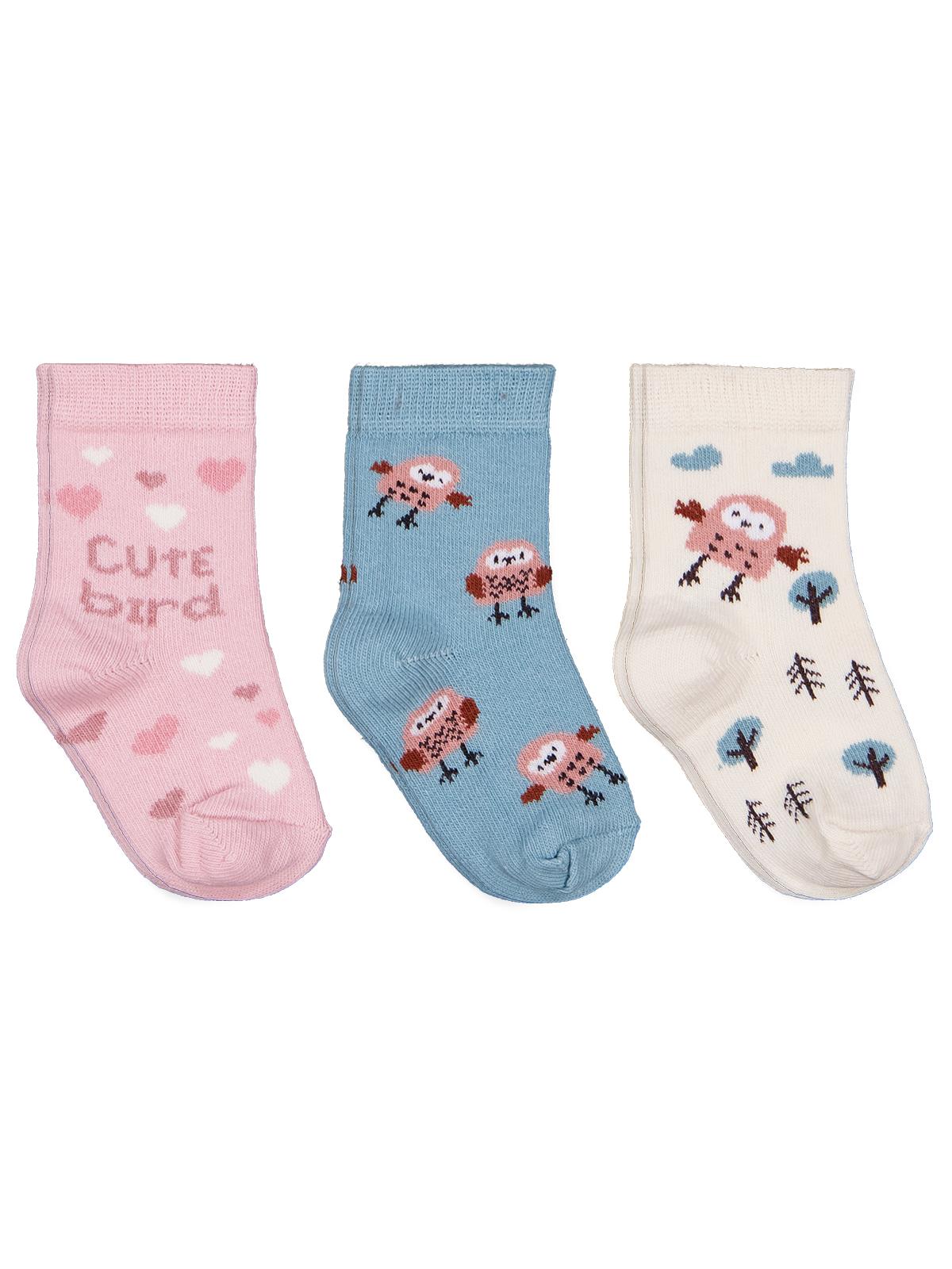 Civil Baby Cute Bird 3'lü 6-18 Ay Bebek Kız Çorap Set