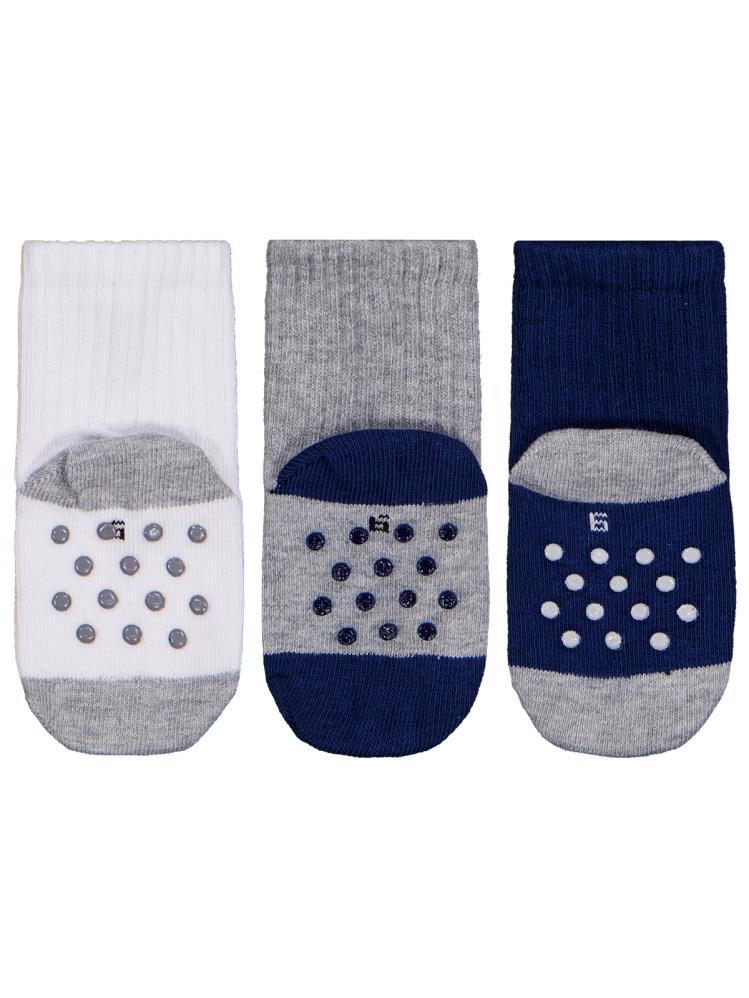 Civil Baby Basic Derbi Kaydırmaz 3'lü 6-18 Ay Bebek Erkek Çorap Set