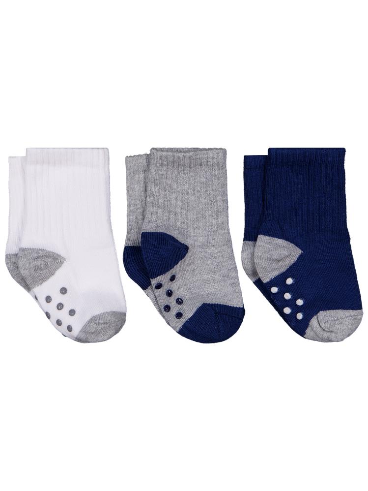 Civil Baby Basic Derbi Kaydırmaz 3'lü 6-18 Ay Bebek Erkek Çorap Set