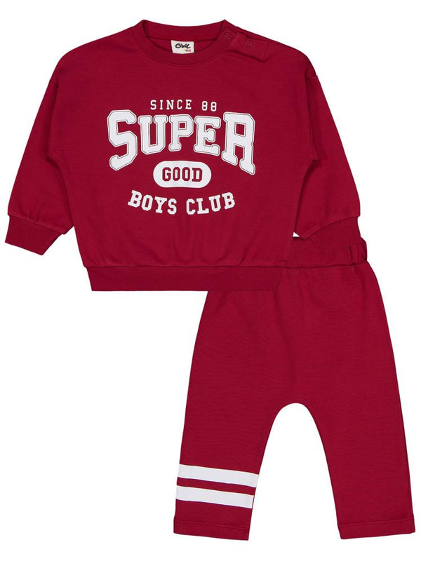 Civil Baby Super Good Baskılı 6-18 Ay Takım - Bordo