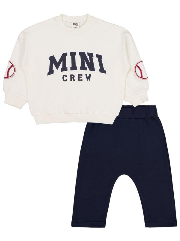 Civil Baby Mını Crew Baskılı 6-18 Ay Takım - Ekru