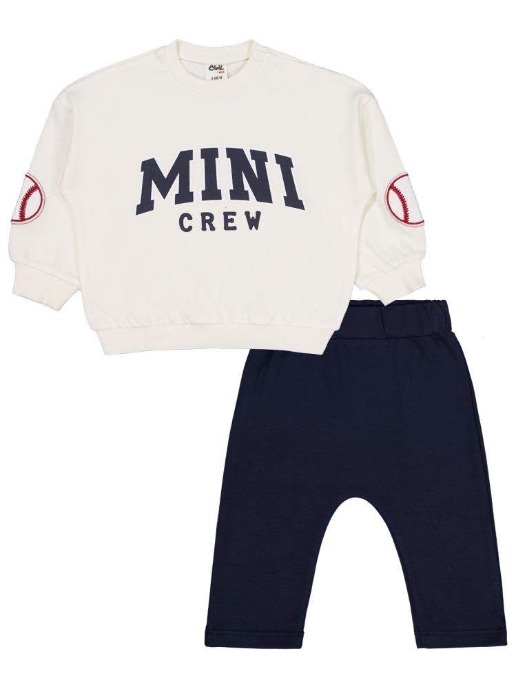 Civil Baby Mını Crew Baskılı 6-18 Ay Takım - Ekru