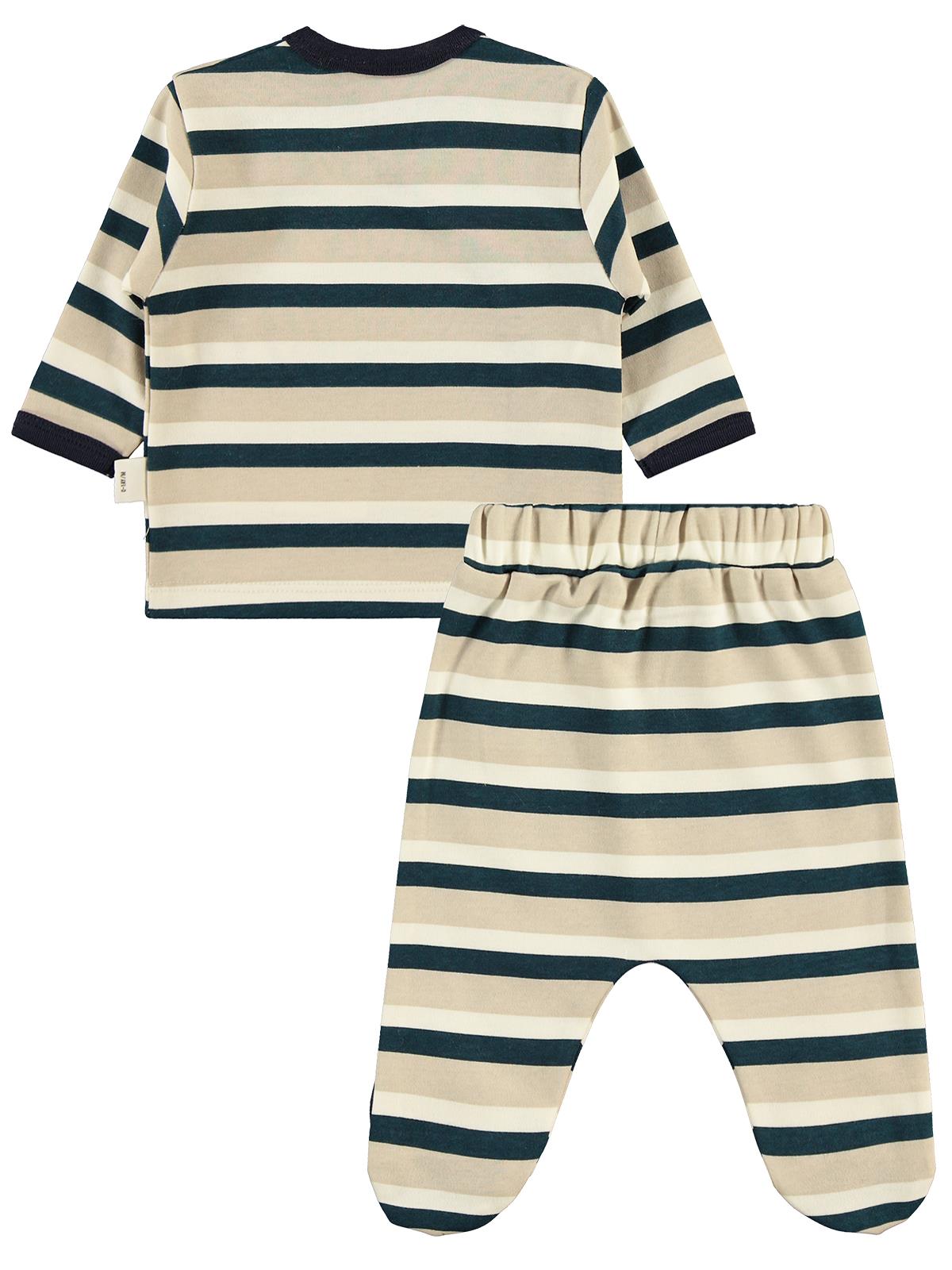 Civil Baby Çizgi Empirmeli Zıbın Takımları - Bej
