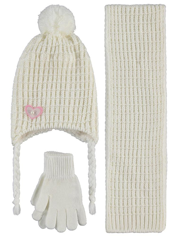 Civil Girls 2-5 Yaş Atkı Bere Eldiven Set - Ekru