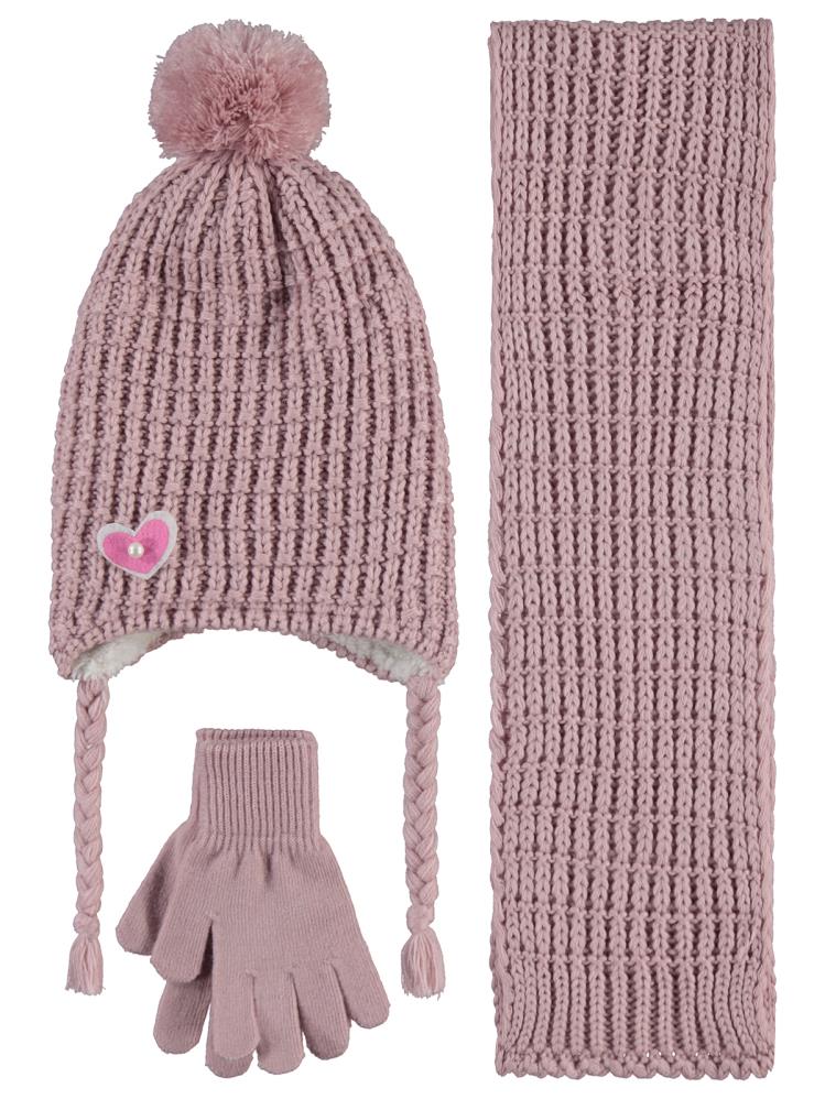 Civil Girls 2-5 Yaş Atkı Bere Eldiven Set - Pembe
